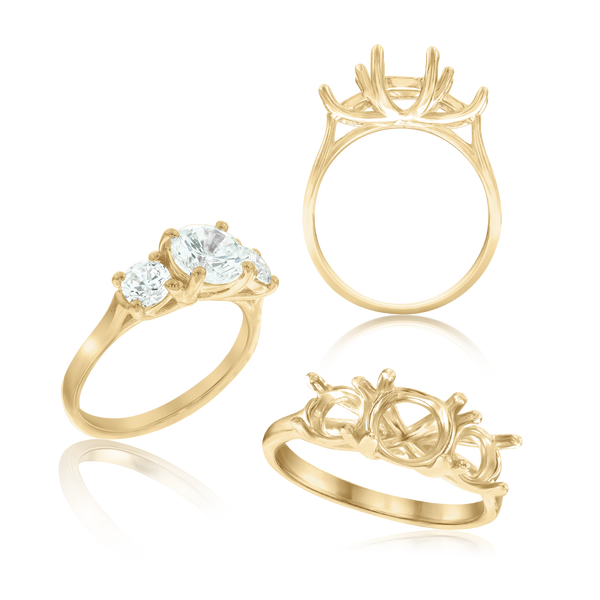 ITI NYC Round Lucida 4 Prong with Side Stones