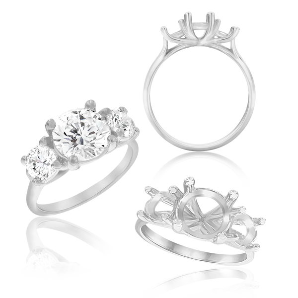 ITI NYC Round Lucida 4 Prong with Side Stones