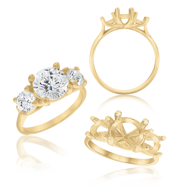 ITI NYC Round Lucida 4 Prong with Side Stones