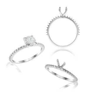 ITI NYC Round 4 Prong Zinnia with Side Stones Solitaire