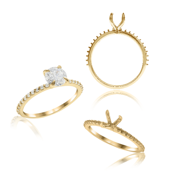 ITI NYC Round 4 Prong Zinnia with Side Stones Solitaire