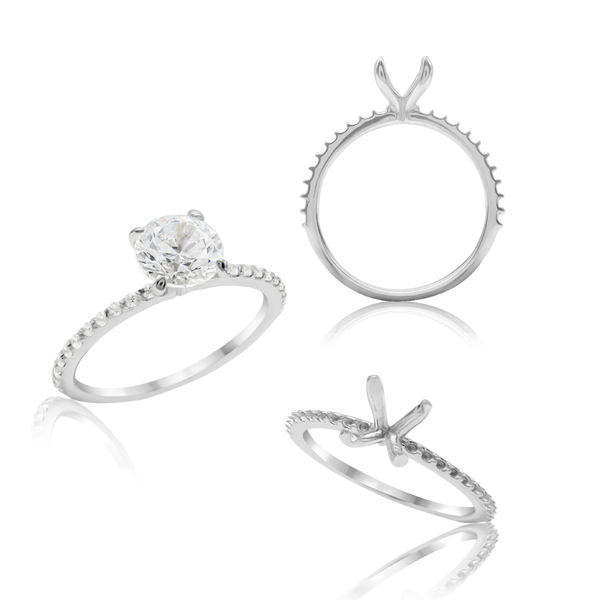 ITI NYC Round 4 Prong Zinnia with Side Stones Solitaire