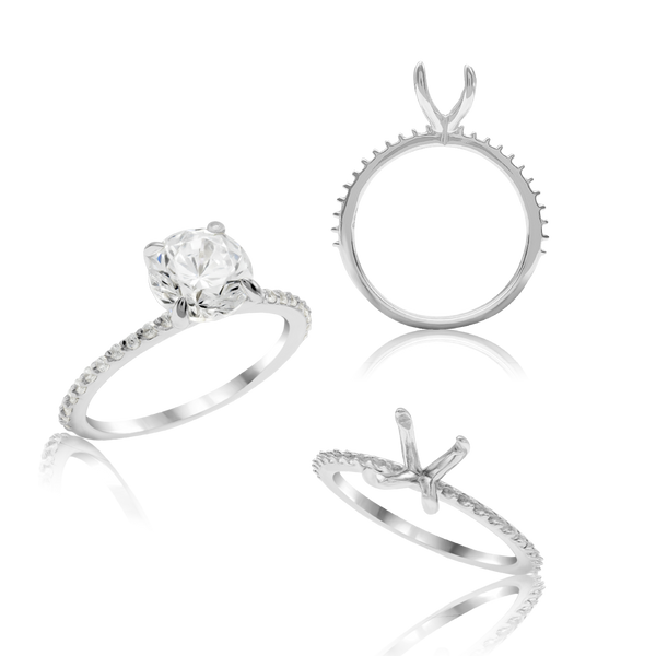 ITI NYC Round 4 Prong Zinnia with Side Stones Solitaire