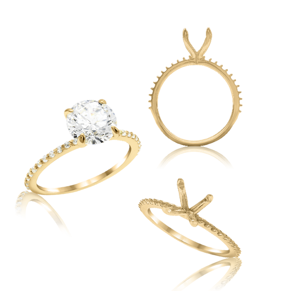 ITI NYC Round 4 Prong Zinnia with Side Stones Solitaire