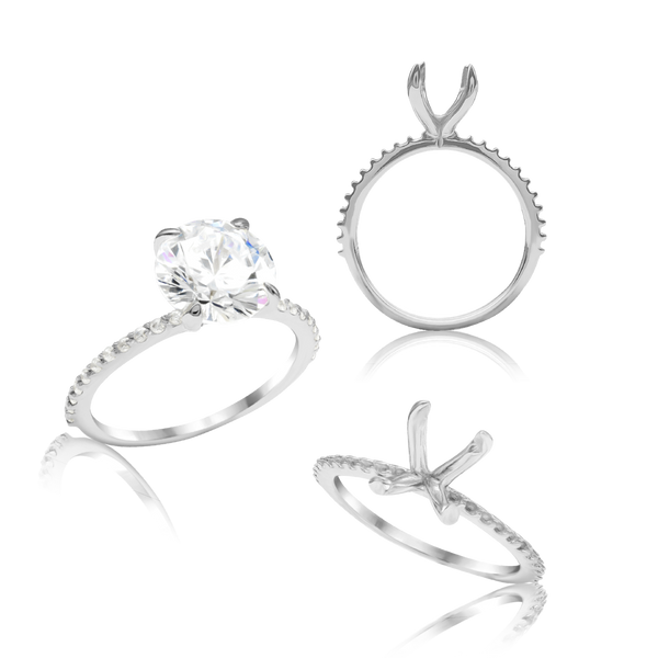 ITI NYC Round 4 Prong Zinnia with Side Stones Solitaire