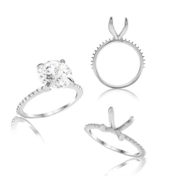 ITI NYC Round 4 Prong Zinnia with Side Stones Solitaire