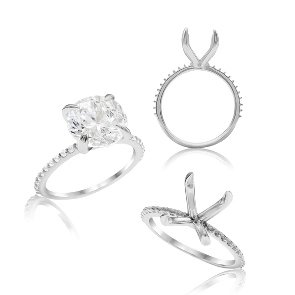 ITI NYC Round 4 Prong Zinnia with Side Stones Solitaire