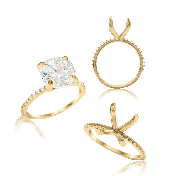 ITI NYC Round 4 Prong Zinnia with Side Stones Solitaire