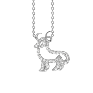 Aries Necklace with Cubic Zirconia in Sterling Silver (16 x 13 mm)