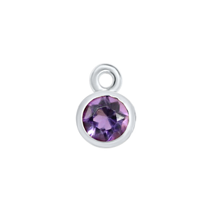 Diamond or Gemstone Bezel Drop Charm in 14K White Gold