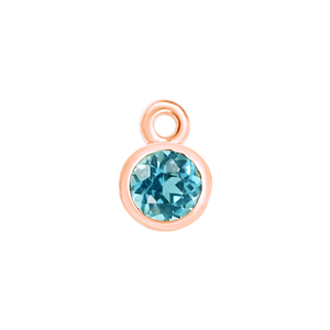 Diamond or Gemstone Bezel Drop Charm in 14K Rose Gold