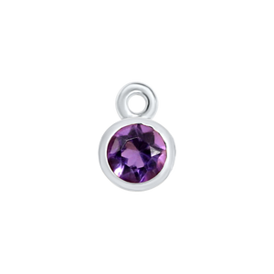 Diamond or Gemstone Bezel Drop Charm in 14K White Gold