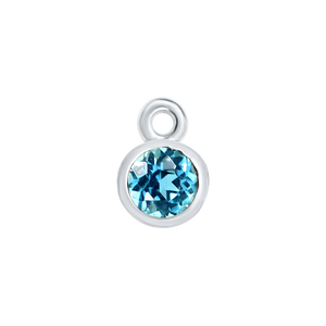 Diamond or Gemstone Bezel Drop Charm in 14K White Gold