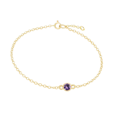 Load image into Gallery viewer, Diamond or Gemstone Round Bezel Charm in 14K Yellow Round Cable Bracelet
