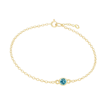 Load image into Gallery viewer, Diamond or Gemstone Round Bezel Charm in 14K Yellow Diamond Cut Cable Bracelet
