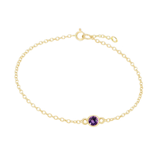 Load image into Gallery viewer, Diamond or Gemstone Round Bezel Charm in 14K Yellow Round Cable Bracelet
