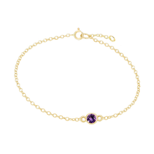 Load image into Gallery viewer, Diamond or Gemstone Round Bezel Charm in 14K Yellow Diamond Cut Cable Bracelet
