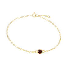 Load image into Gallery viewer, Diamond or Gemstone Round Bezel Charm in 14K Yellow Diamond Cut Cable Bracelet
