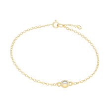 Load image into Gallery viewer, Diamond or Gemstone Round Bezel Charm in 14K Yellow Round Cable Bracelet
