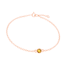 Load image into Gallery viewer, Diamond or Gemstone Round Bezel Charm in 14K Rose Round Cable Bracelet
