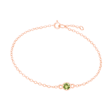 Load image into Gallery viewer, Diamond or Gemstone Round Bezel Charm in 14K Rose Round Cable Bracelet
