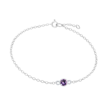 Load image into Gallery viewer, Diamond or Gemstone Round Bezel Charm in 14K White Diamond Cut Cable Bracelet
