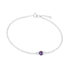 Load image into Gallery viewer, Diamond or Gemstone Round Bezel Charm in 14K White Round Cable Bracelet
