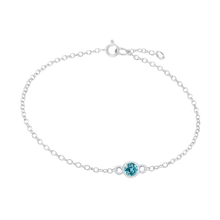 Load image into Gallery viewer, Diamond or Gemstone Round Bezel Charm in 14K White Diamond Cut Cable Bracelet
