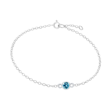 Load image into Gallery viewer, Diamond or Gemstone Round Bezel Charm in 14K White Round Cable Bracelet

