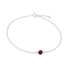 Load image into Gallery viewer, Diamond or Gemstone Round Bezel Charm in 14K White Round Cable Bracelet

