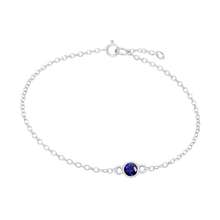 Load image into Gallery viewer, Diamond or Gemstone Round Bezel Charm in 14K White Round Cable Bracelet
