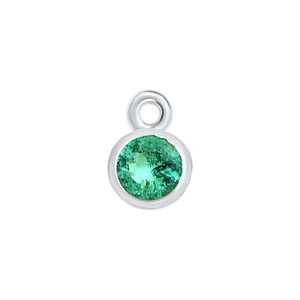 Diamond or Gemstone Bezel Drop Charm in 14K White Gold