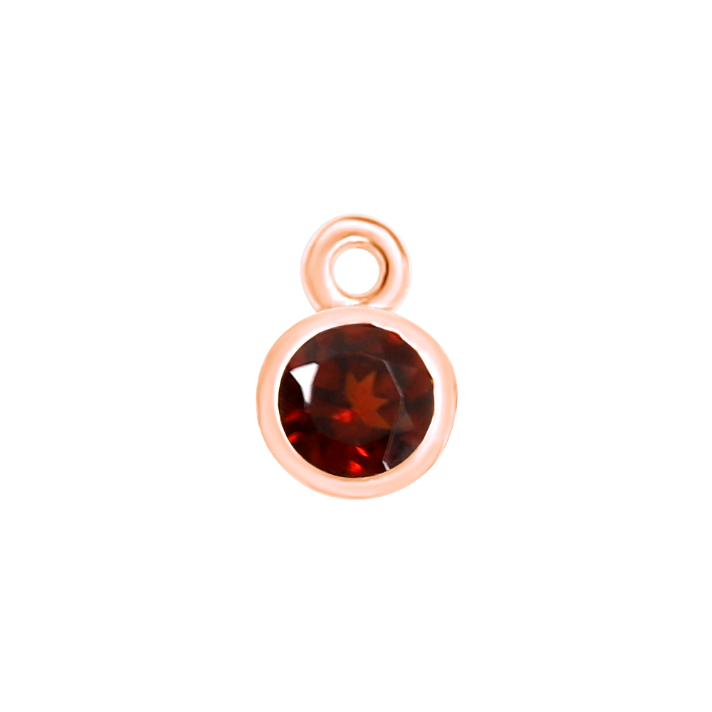 Diamond or Gemstone Bezel Drop Charm in 14K Rose Gold