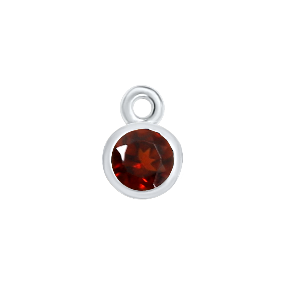 Diamond or Gemstone Bezel Drop Charm in 14K White Gold