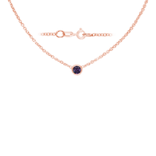 Load image into Gallery viewer, Diamond or Gemstone Round Bezel Charm in 14K Rose Round Cable Necklace (16-18&quot; Extension)
