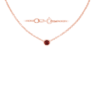 Diamond or Gemstone Round Bezel Charm in 14K Rose Round Cable Necklace (16-18" Extension)