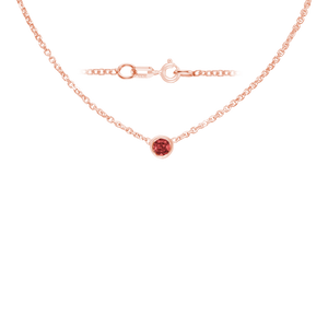 Diamond or Gemstone Round Bezel Charm in 14K Rose Round Cable Necklace (16-18" Extension)