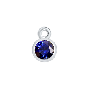 Diamond or Gemstone Bezel Drop Charm in 14K White Gold