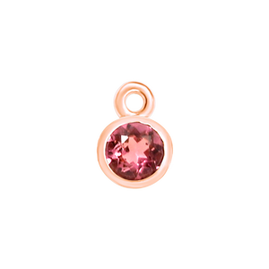 Diamond or Gemstone Bezel Drop Charm in 14K Rose Gold