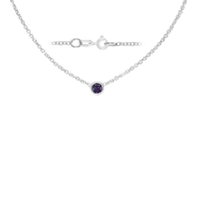 Load image into Gallery viewer, Diamond or Gemstone Round Bezel Charm in 14K White Round Cable Necklace (16-18" Extension)
