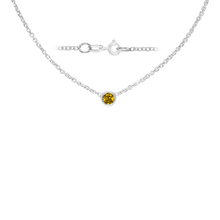 Load image into Gallery viewer, Diamond or Gemstone Round Bezel Charm in 14K White Round Cable Necklace (16-18" Extension)
