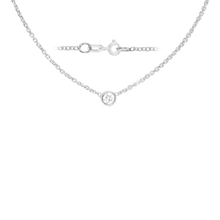Load image into Gallery viewer, Diamond or Gemstone Round Bezel Charm in 14K White Round Cable Necklace (16-18&quot; Extension)
