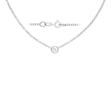 Load image into Gallery viewer, Diamond or Gemstone Round Bezel Charm in 14K White Round Cable Necklace (16-18" Extension)
