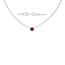 Load image into Gallery viewer, Diamond or Gemstone Round Bezel Charm in 14K White Diamond Cut Cable Necklace (16-18&quot; Extension)
