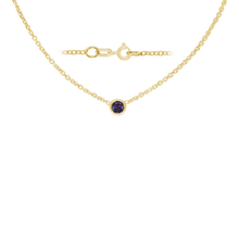 Load image into Gallery viewer, Diamond or Gemstone Round Bezel Charm in 14K Yellow Diamond Cut Cable Necklace (16-18" Extension)
