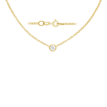 Load image into Gallery viewer, Diamond or Gemstone Round Bezel Charm in 14K Yellow Diamond Cut Cable Necklace (16-18&quot; Extension)
