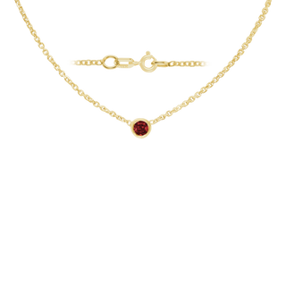 Diamond or Gemstone Round Bezel Charm in 14K Yellow Diamond Cut Cable Necklace (16-18" Extension)