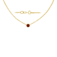 Load image into Gallery viewer, Diamond or Gemstone Round Bezel Charm in 14K Yellow Diamond Cut Cable Necklace (16-18" Extension)
