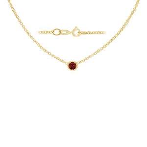 Diamond or Gemstone Round Bezel Charm in 14K Yellow Diamond Cut Cable Necklace (16-18" Extension)