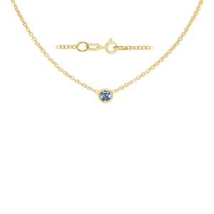 Diamond or Gemstone Round Bezel Charm in 14K Yellow Round Cable Necklace (16-18" Extension)